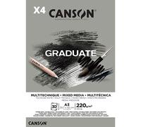 Pack 4 - Bloc Encollé A3 30H Canson Graduate Mix Media Fin 220g Gris