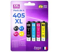 Pack 4 Cartouche 405XL VALISE compatible pour Epson Noir Cyan Magenta Jaune Haute capacité avec puce 1100 pages