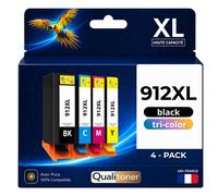 Pack 4 Cartouche 912XL 912 XL compatible pour HP Noir Cyan Magenta Jaune Haute capacité avec puce résistante 825 pages