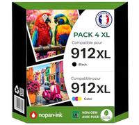 Pack 4 Cartouche 912XL Compatible pour HP OfficeJet 8010 8012 8014 8014e 8015e 8022e 8024e 8025e Pro 8022 8023 8024 8025 Noir Cyan Magenta Jaune Haute capacité avec Puce 825 Pages