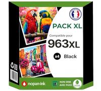 Pack 4 Cartouche 963XL 3JA30AE 3JA26AE Compatible pour HP 9010 9025e Noir Haute capacité avec Puce Rendement 2000 Pages Puce résistante aux mises à Niveau