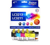 Pack 4 Cartouche d'encre LC3213 LC3211 Compatible pour Brother DCP J497DW J572DW J772DNW J772DW J774DW MFC J491DW J497DW J890DW J895DW Noir Cyan Magenta Jaune Haute capacité avec Puce 400 Pages
