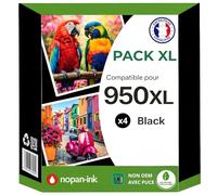 Pack 4 Cartouche Encre 950XL CN045AE CN049AE Compatible pour HP 251DW 276DW 8660 Noir Haute capacité avec Puce 75 ML