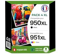 Pack 4 Cartouche Encre 951XL CN046AE CN047AE CN048AE CN050AE CN051AE CN052AE Compatible pour HP 251DW 276DW 8660 Noir Cyan Magenta Jaune Haute capacité avec Puce 26 ML