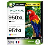 Pack 4 Cartouche Encre 951XL Compatible pour HP 251DW 276DW 8100 8600 8600 8610 8615 8616 8620 8625 8630 8640 8660 Noir Cyan Magenta Jaune Haute capacité avec Puce 26 ML