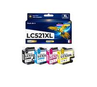 Pack 4 Cartouches d'encre LC521XL Multicolore 500 pages compatible Brother DCP J1260W J1310DW J1360DW J1460DW