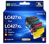 Pack 4 Cartouches LC427XL LC427 XL Compatible pour Brother HL J6010DW MFC J5955DW MFC J6955DW MFC J6957DW MFC J6959DW Noir Cyan Magenta Jaune Haute capacité avec Puce 6000 5000 Pages