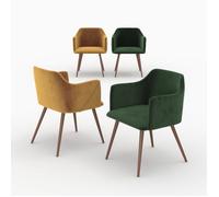 Pack 4 chaises en velours jaune et vert - Daisy - Rendez-Vous Déco