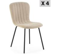 Pack 4 chaises Lucky recouvertes de tissu beige