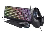 Pack 4 En 1(clavier Souris Tapis Casque) - Trust - Quadrox