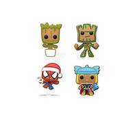 Funko Pocket Pop! Marvel - Groot - Tree Holiday Box 4 Pieces - Marvel Comics - Porte-clés - Mini-Figurine en Vinyle à Collectionner Porte-clés Fantaisie - Cadeau de Noël - Idée de Cadeau