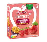 Pack 4 Gourdes Compote Materne Pomme Fraise Passion 360g Source de Vitamines et Zinc - Pratique et Nutritif - Le Lot De 4