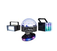 Pack 4 Jeux de Lumière Party Sound & Light LED - Stroboscope + Dôme ASTRO + Derby + OVNI Multi Faisceaux, Animations DJ Soirées