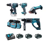 ENSEMBLE DE 4 MACHINES MAKITA 18 V LI-ION 4 AH (DDF458 + DTD152 + DHR202 + DGA452) - DLX4054MX1