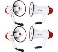 Pack 4 Mégaphones rechargeables 20W LTC MEGA20W Portée 250m - Haut parleurs Fête Supporter Manifestation Sport Soirée