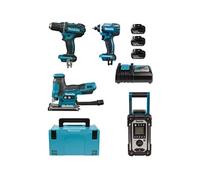 Pack 4 outils 18 V (DDF482 + DTD152 + DJV185Z + DMR116) + 3 batteries 5 Ah + chargeur coffret MAKPAC MAKITA LOT0335