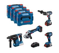 Pack 4 outils 18V BOSCH : GSR 18V-110C + GDX 18V-210C + GWS 18V-10 + GBH 18V-24C + 1 batterie 4,0 Ah (ProCORE) + 2 batteries 5,5 Ah (ProCORE) + GAL 1880CV (L)