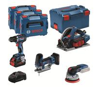 Pack 4 outils 18V BOSCH : GSR 18V-90C + GKT 18V-52GC + GST 18V-155 SC+ GEX 18V-125 + 1 batterie 4,0 Ah (ProCORE) + 2 batteries 5,5 Ah (ProCORE) + GAL 1880CV (L)