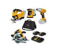 Pack 4 outils 20V + 2 Batteries lithium 2.0 Ah + Chargeur double + Sacoche