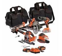 Pack 4 outils - DUAL POWER - 20 V - Perceuse/visseuse + meuleuse d'angle + ponceuse à main + scie circulaire - 2 batteries