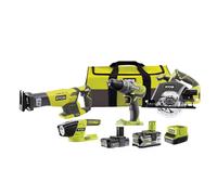 Ryobi - Pack de 4 outils 18V avec 2 batteries 5Ah et 2Ah - R18CK4-252S