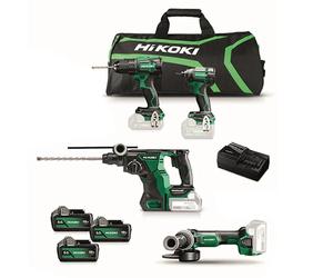 Pack 4 outils perforateur - perceuse - meuleuse & visseuse HIKOKI KC18DEWHZ + 3 x 5,0Ah & chargeur + sac de transport