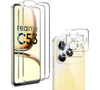 Pack 4 Pièces : 2 Verres Trempés Écran + 2 Protections D'objectif Pour Realme C53 / Realme Note 50 ¿ 9h Anti-Bulles, Haute Transparence, Installation Facile