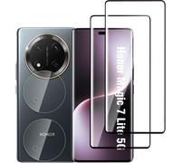 Pack 4 Pièces Pour Honor Magic 7 Lite ¿ 2 Vitres Trempées Écran 9h + 2 Protections Caméra Arrière 3d Incurvées, Hd Ultra-Transparentes, Anti-Empreintes, Pose Sans Bulles