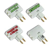 (Pack 4) Prise Plate Derriere Meuble, avec 3 Prises 220V. pour Les endroits sans Espace (derrière TV, lit)