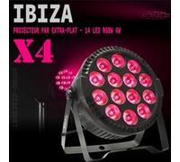 Pack 4 Projecteurs Par THINPAR-14x6W-RGBW Ibiza Light DMX Télécommande Extra-plats LED Soirée Dj Bar Club Fête Discothèque Ambiance