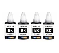 Pack 4 Recharge Encre GI-490 GI-590 GI490 GI590 1603C001 0663C001 Compatible pour Canon Pixma G1400 G1411 G1500 Noir Haute capacité 6000 Pages