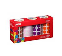 Apli kids 102411-4 rouleaux de gommettes rondes Ø 33 mm - Gommettes rondes de couleurs pour enfants - Marron,Rose,Mauve,Orange.