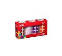 APLI Kids – Gommettes rondes 102411-4 Ø33 mm – Pack 4 – Marron, Rose, Mauve, Orange