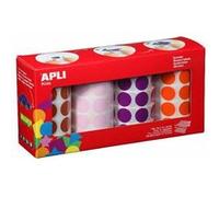 Apli kids 102411-4 rouleaux de gommettes rondes Ø 33 mm - Gommettes rondes de couleurs pour enfants - Marron,Rose,Mauve,Orange.