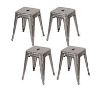 Pack 4 Tabourets empilables bas en acier industriel 38x38x46cm Thinia Home