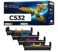 Pack 4 Tambours image 46484108 46484107 46484106 46484105 compatible pour Oki C532dn C542dn MC573dn Noir et Couleur Haute capacité avec puce 30000 pages