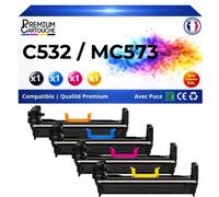 Pack 4 Tambours image 46484108 46484107 46484106 46484105 compatible pour Oki C532dn C542dn MC573dn Noir et Couleur Haute capacité avec puce 30000 pages