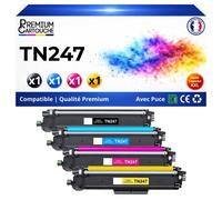 Pack 4 TN247 TN243 compatible pour Brother Noirs et Couleurs Haute capacité avec puce Noir 3000 pages Couleurs 2300 pages