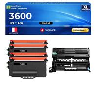 Pack 4 TN3600XL + DR3600 compatible Brother HL-L5210DN MFC-L5710DW noir haute capacité 24000 pages