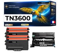 Pack 4 TN3600XL + DR3600 compatible Brother HL-L5210DN MFC-L5710DW noir haute capacité 24000 pages