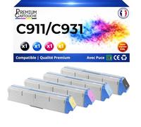 Pack 4 Toner 45536416 45536415 45536414 45536413 Compatible pour OKI 931 Noir et Couleurs Haute capacité avec Puce 24000 Pages
