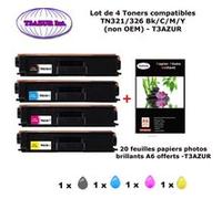 PACK 4 Toner Brother TN321,TN326 BK,C,Y,M pour imprimante Brother HL L8250CDN, L8300, L8350CDW, L8350CD+20f A6 brillants-T3AZUR G