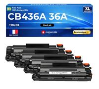 Pack 4 Toner CB436A 36A CB 436A compatible pour HP LaserJet Noir Haute capacité avec puce 2000 pages