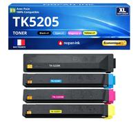 Pack 4 Toner TK-5205K TK5205C TK5205M TK5205Y compatible pour Kyocera 306 356 406 Noir et Couleurs