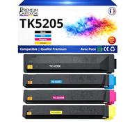 Pack 4 Toner TK-5205K TK5205C TK5205M TK5205Y Compatible pour Kyocera 306 356 406 Noir et Couleurs Haute capacité avec Puce 12000 Pages