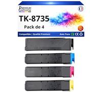 Pack 4 Toner TK8735 TK 8735 TK8735K TK8735C TK8735M TK8735Y Compatible pour Kyocera 7052 8052 Noir Cyan Magenta Jaune Haute capacité avec Puce 40000 Pages