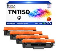 Pack 4 Toner TN1150 TN 1150 TN-1150 compatible pour Brother Noir Haute capacité avec puce 1000 pages