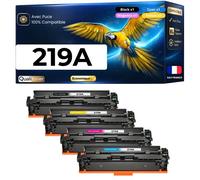 Pack 4 Toner W2190X W2191X W2192X W2193X 219X 219A compatible pour HP 3202 3302 Noir Cyan Magenta Jaune Haute capacité avec puce