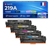 Pack 4 Toner W2190X W2191X W2192X W2193X 219X 219A compatible pour HP 3202 3302 Noir Cyan Magenta Jaune Haute capacité avec puce