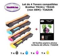 PACK 4 Toners Brother TN 241 BK TN 245 C,Y,M pour imprimante Brother MFC 9140CDN 9330CDW 9340CDW 9340CW+20f A6 brillants -T3AZUR Pack G